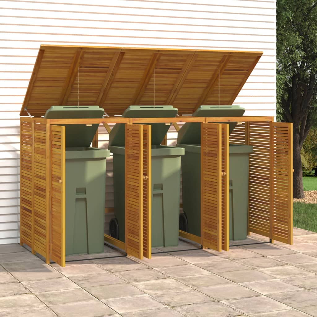 vida XL Mülltonnenbox für 3 Tonnen 210x 89x 117 cm Massivholz Akazie