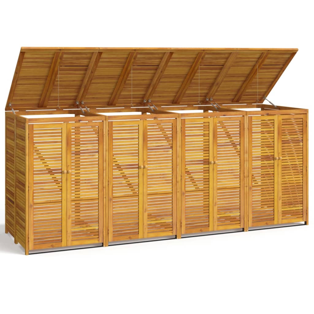 Magazie pubelă gunoi cvadruplă, 280x89x117 cm lemn masiv acacia