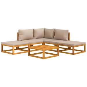vidaXL Salon de jardin 6 pcs avec coussins taupe bois massif