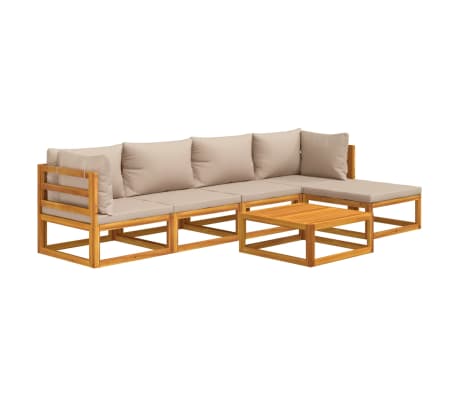 vidaXL 6-tlg. Garten-Lounge-Set mit Taupe Kissen Massivholz
