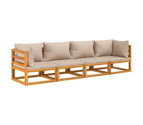 vidaXL 4-tlg. Garten-Lounge-Set mit Taupe Kissen Massivholz