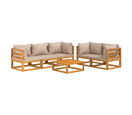 vidaXL 6-tlg. Garten-Lounge-Set mit Taupe Kissen Massivholz