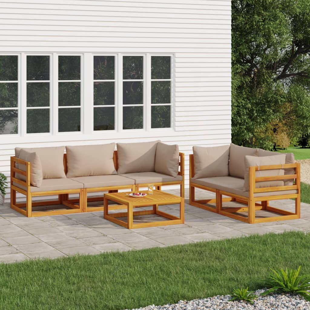 vidaXL 6-tlg. Garten-Lounge-Set mit Taupe Kissen Massivholz