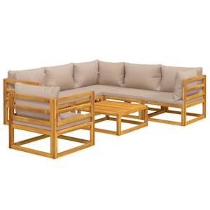 vidaXL Salon de jardin 7 pcs avec coussins taupe bois massif