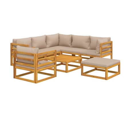 vidaXL 8-tlg. Garten-Lounge-Set mit Taupe Kissen Massivholz