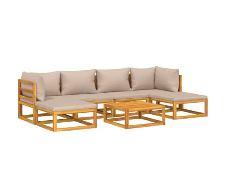 vidaXL 7-tlg. Garten-Lounge-Set mit Taupe Kissen Massivholz
