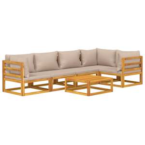 vidaXL Salon de jardin 6 pcs avec coussins taupe bois massif