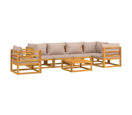 vidaXL 7-tlg. Garten-Lounge-Set mit Taupe Kissen Massivholz