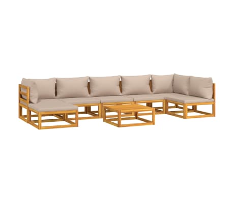 vidaXL 8-tlg. Garten-Lounge-Set mit Taupe Kissen Massivholz