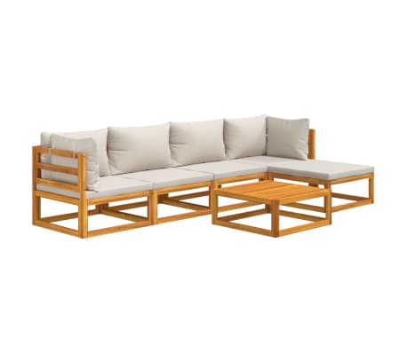 vidaXL Set mobilier grădină, perne gri deschis, 6 piese, lemn masiv
