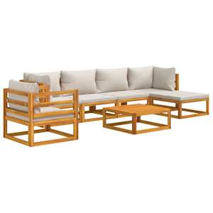 vidaXL Salon de jardin 7 pcs avec coussins gris clair bois massif