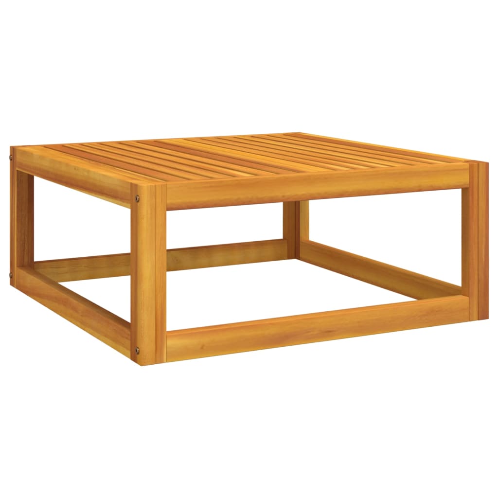 Zestaw mebli ogrodowych z drewna akacjowego - 3 sofy, 1 krzesło, stolik, podnóżek + poduszki