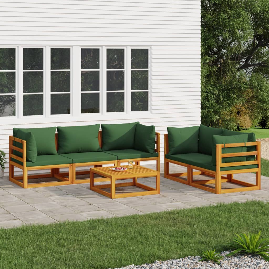 Zestaw mebli ogrodowych Lite drewno akacjowe - Sofa narożna, sofa środkowa, stolik kawowy, poduszki