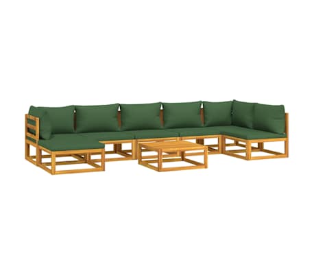 vidaXL 8-delige Loungeset met groene kussens massief hout