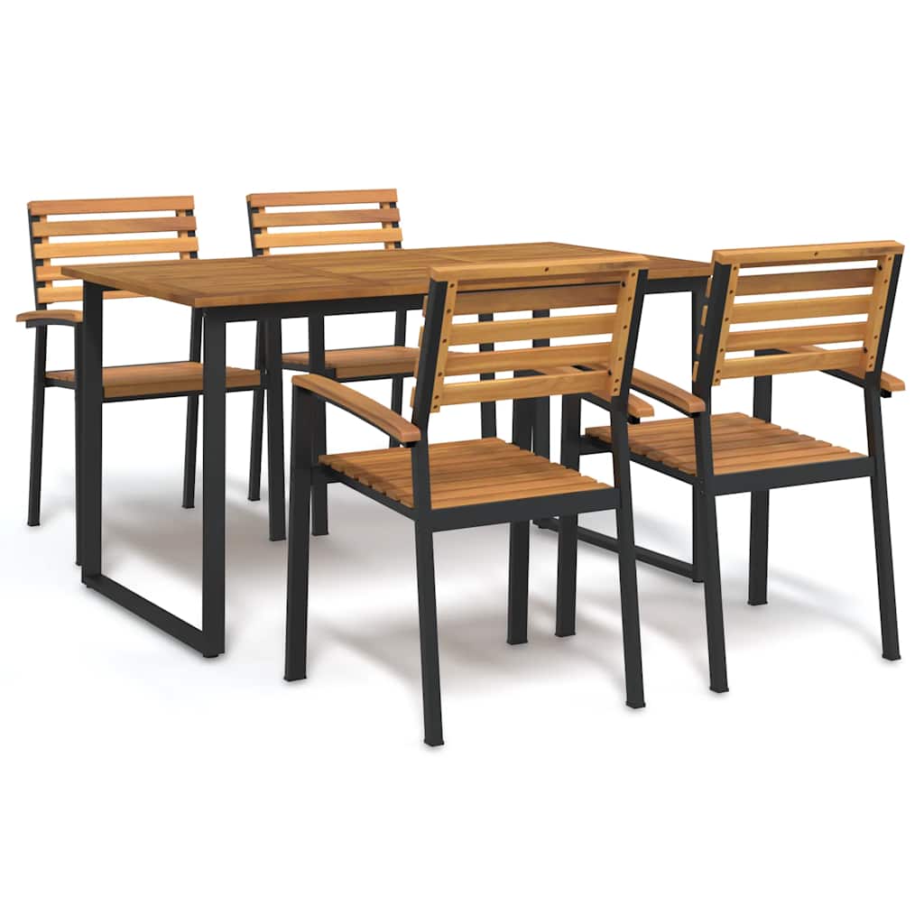 vidaXL Set mobilier de grădină, 5 piese, lemn masiv de acacia și metal