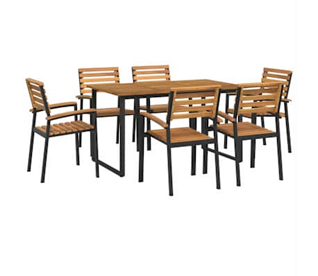 vidaXL 7 Piece Garden Dining Set Solid Wood Acacia and Metal