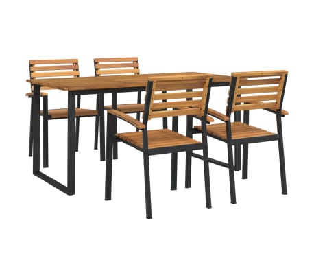 vidaXL 5 Piece Patio Dining Set Solid Wood Acacia and Metal