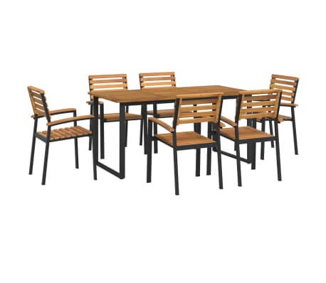 vidaXL 7 Piece Patio Dining Set Solid Wood Acacia and Metal