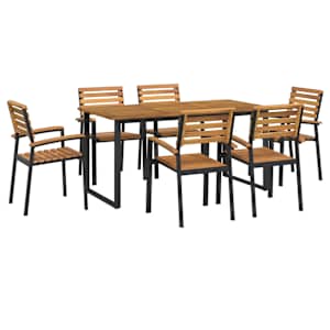 vidaXL 7 Piece Patio Dining Set Solid Wood Acacia and Metal