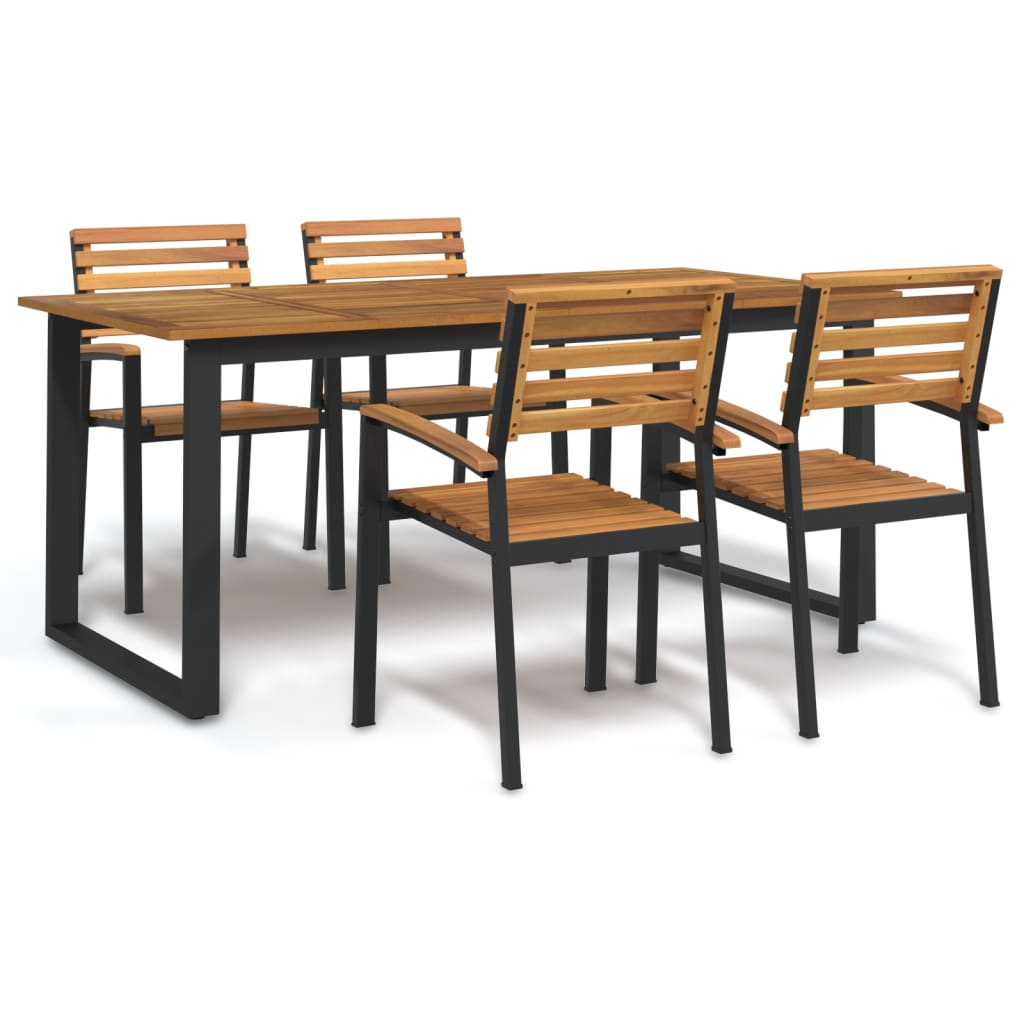 VidaXL 5 Piece Garden Dining Set Solid Wood Acacia And Metal