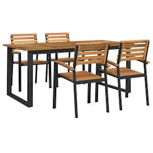 vidaXL 5-tlg. Garten-Essgruppe Massivholz Akazie und Metall