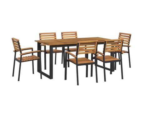 vidaXL 7-tlg. Garten-Essgruppe Massivholz Akazie und Metall