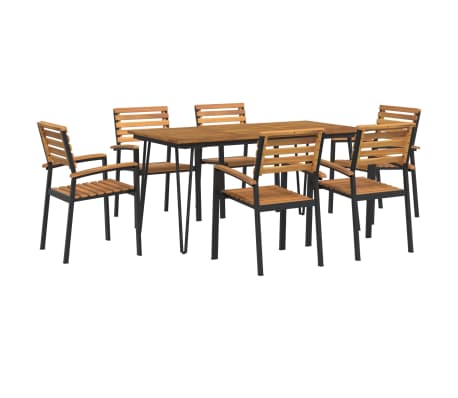 vidaXL 7-tlg. Garten-Essgruppe Massivholz Akazie und Metall