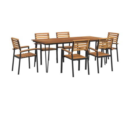 vidaXL 7 Piece Patio Dining Set Solid Wood Acacia and Metal
