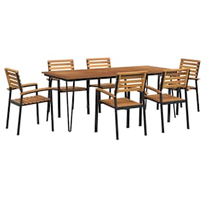 vidaXL 7 Piece Patio Dining Set Solid Wood Acacia and Metal