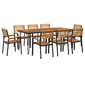 vidaXL 9 Piece Patio Dining Set Solid Wood Acacia and Metal