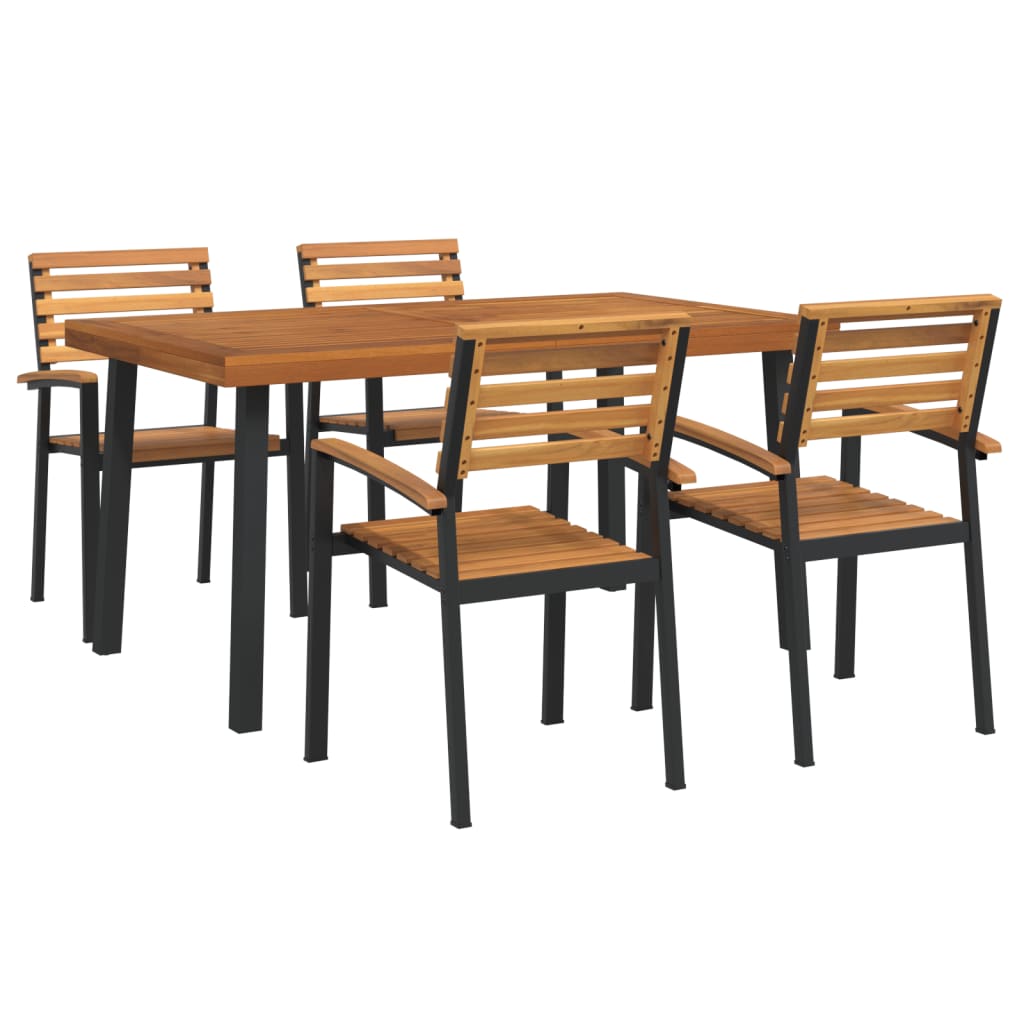 vidaXL 5 Piece Garden Dining Set Solid Wood Acacia and Metal