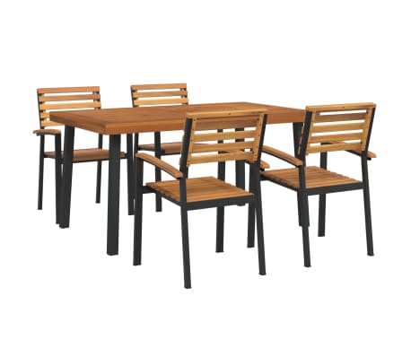 vidaXL 5 Piece Garden Dining Set Solid Wood Acacia and Metal