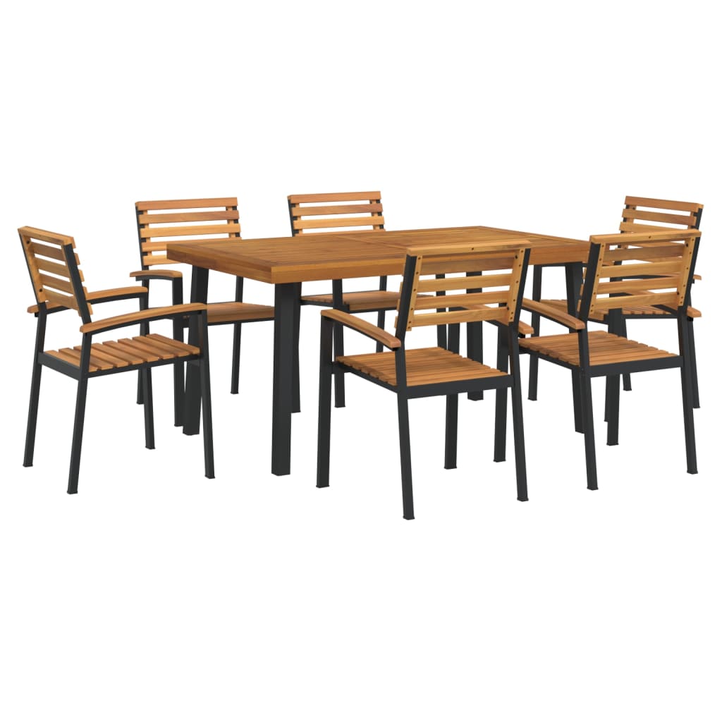 vidaXL 7 Piece Garden Dining Set Solid Wood Acacia and Metal