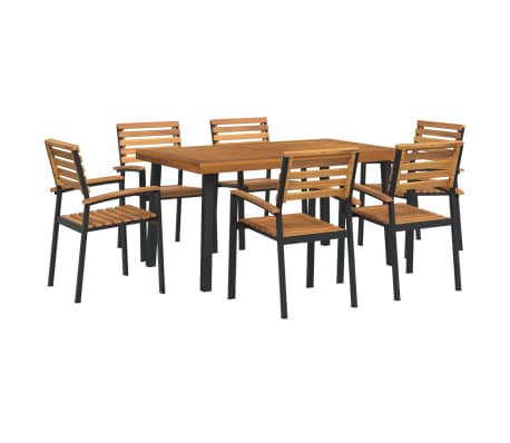 vidaXL 7 Piece Garden Dining Set Solid Wood Acacia and Metal