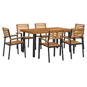vidaXL 7 Piece Garden Dining Set Solid Wood Acacia and Metal
