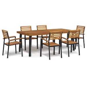 Vrtna jedilna garnitura 7-delna trden akacijev les in kovina