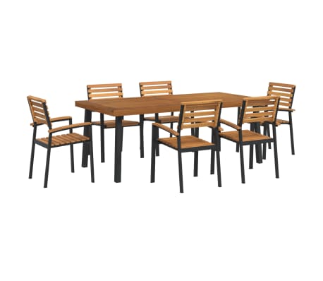 vidaXL Juego de comedor de jardín 7 pzas madera maciza acacia y metal