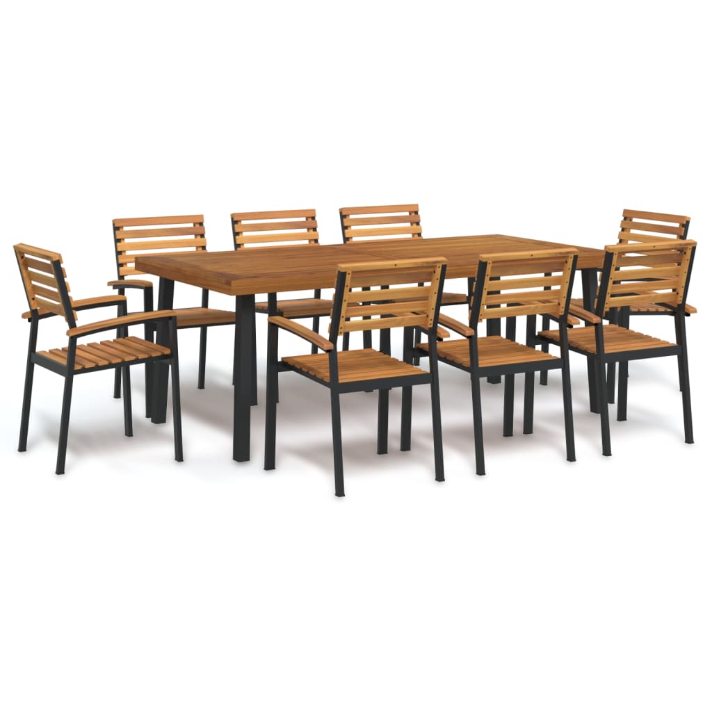 VidaXL 9 Piece Garden Dining Set Solid Wood Acacia And Metal