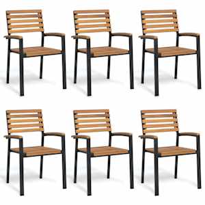 Zložljivi vrtni stoli 6 kosov trden akacijev les in kovina