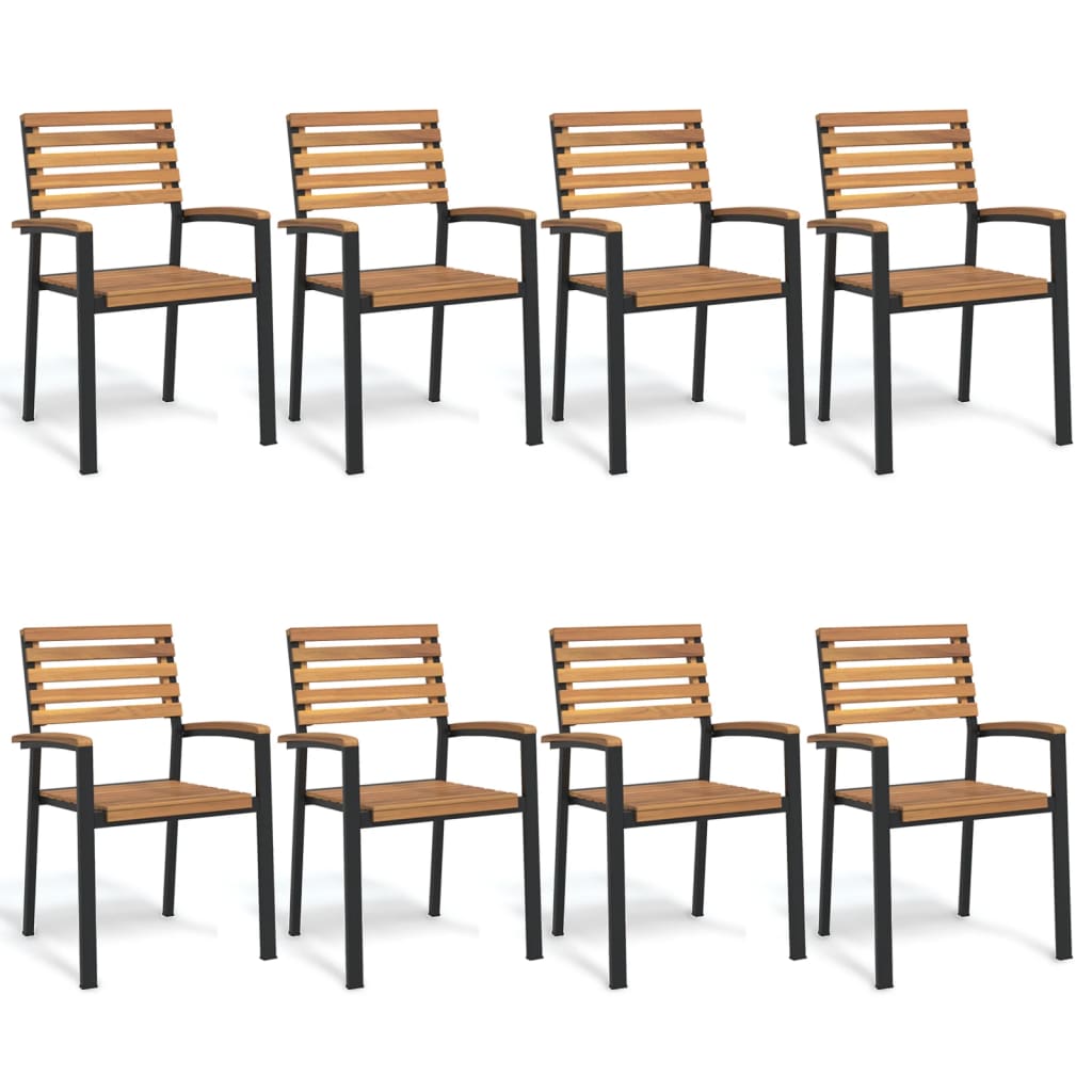 Image of vidaXL Stackable Garden Chairs 8 pcs Solid Wood Acacia and Metal