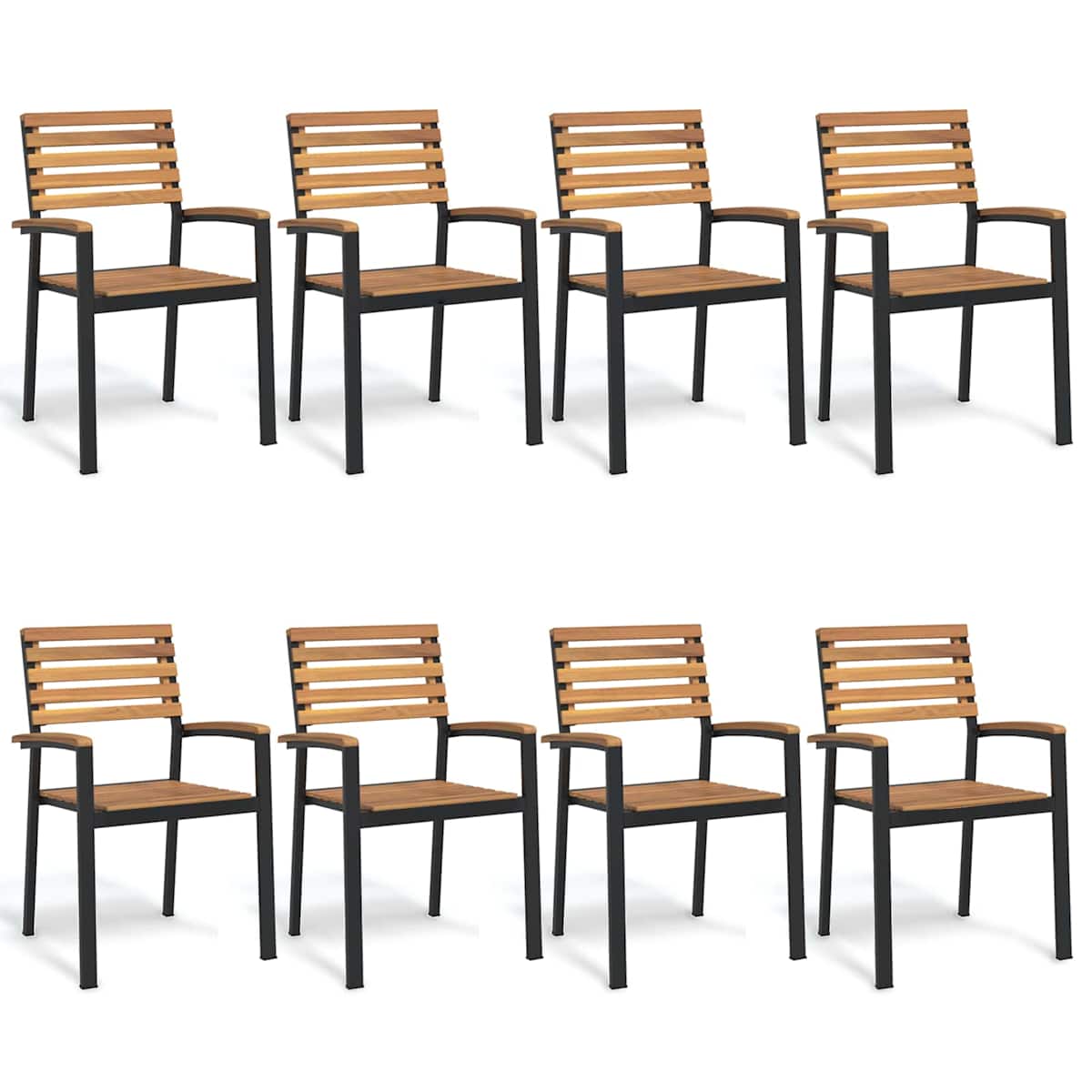 Havestole stabelbare massivt akacietræ og metal - Billede 5
