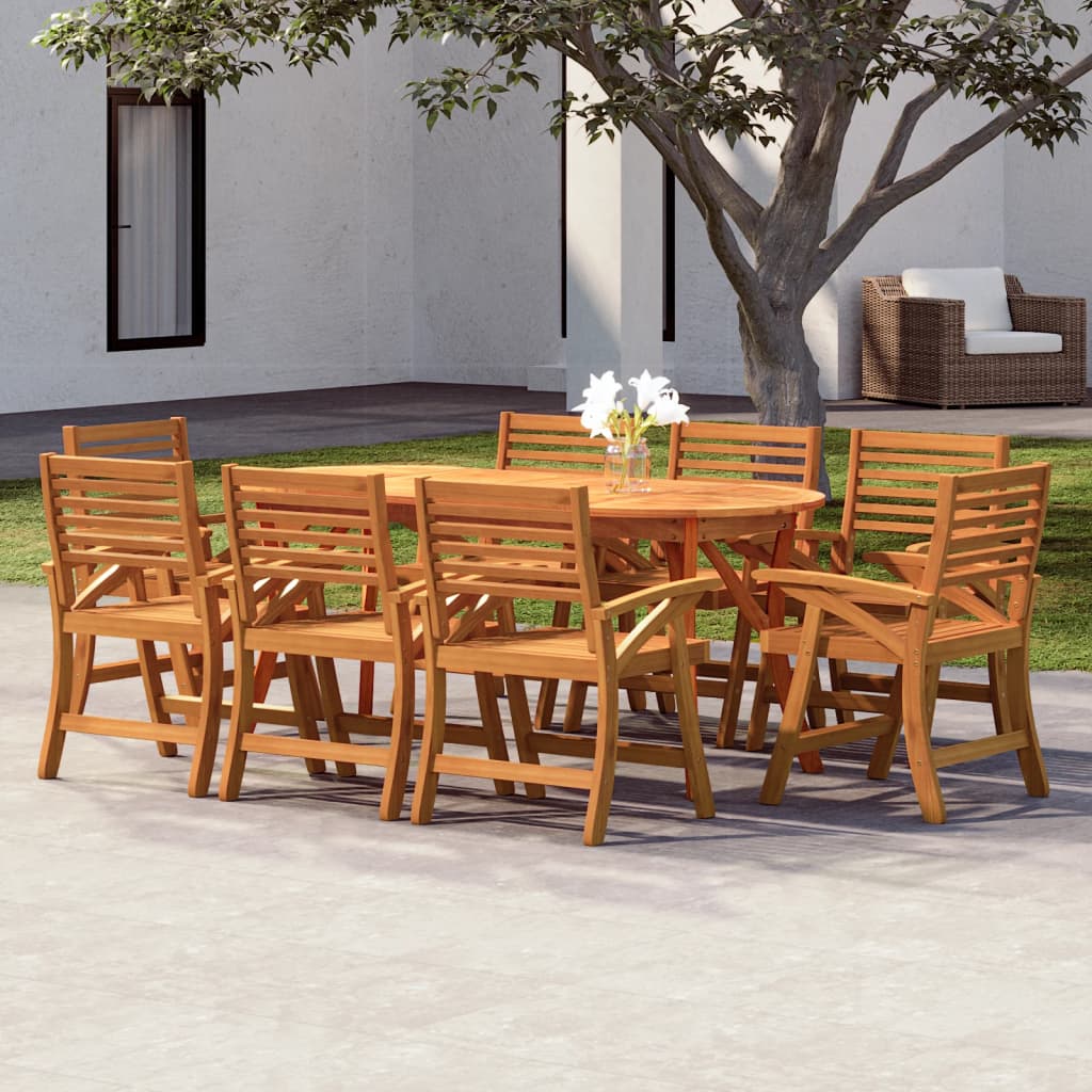 TopSellers-Garden Dining Set - Solid Wood Acacia 9 Piece Outdoor Comfort