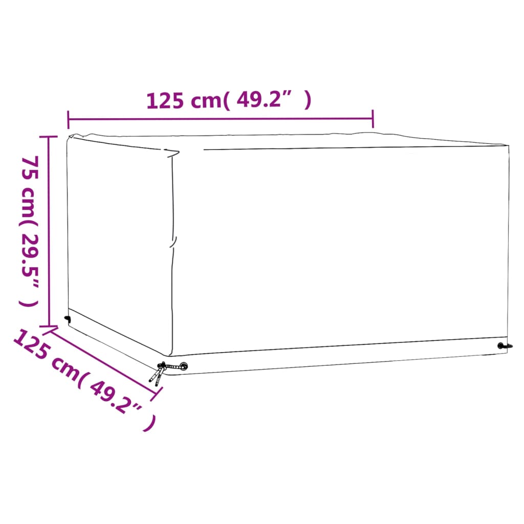 2 db négyzet alakú kerti bútorhuzat 8 fűzőlyukkal 125x125x75 cm 