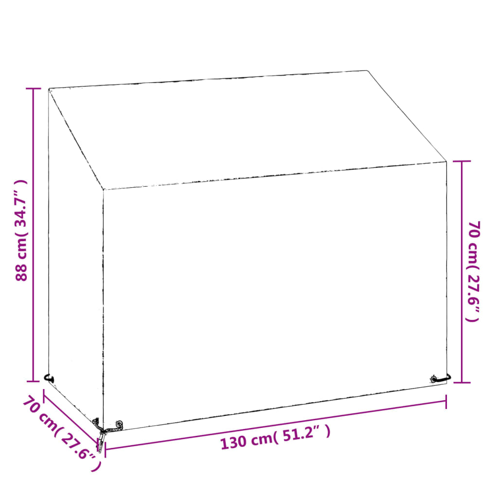 2 db polietilén kerti pad huzat 8 fűzőlyukkal 130x70x70/88 cm 