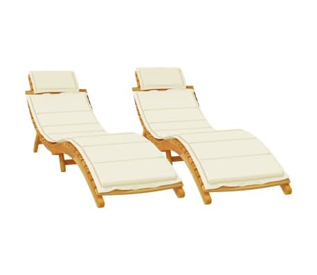 vidaXL Aurinkotuolit 2 kpl kermanv&auml;riset tyynyt t&auml;ysi akasiapuu