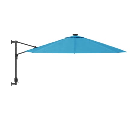 vidaXL pie sienas stiprināms saulessargs, 290 cm, jūras zils