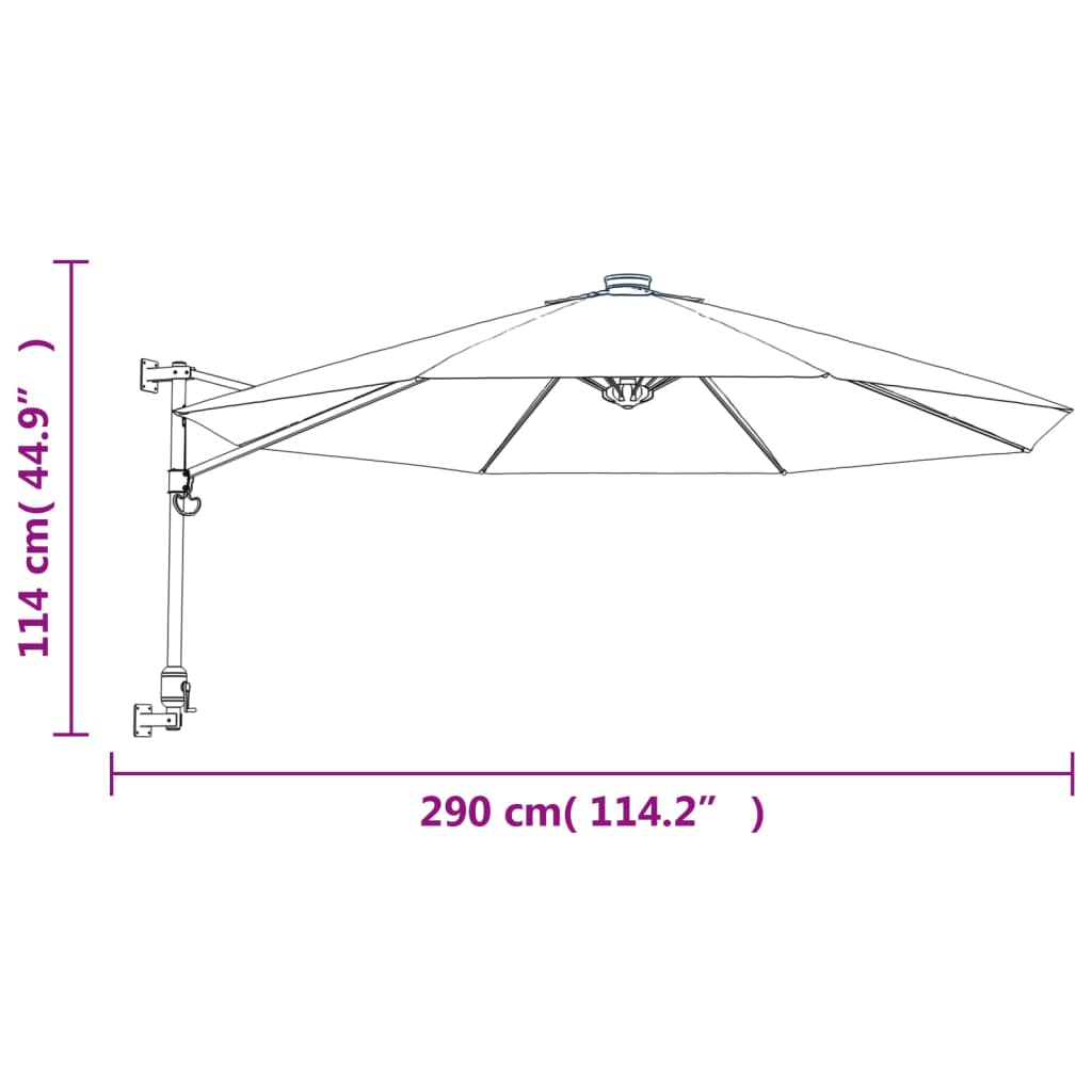 Nástěnný slunečník žlutý 290 cm