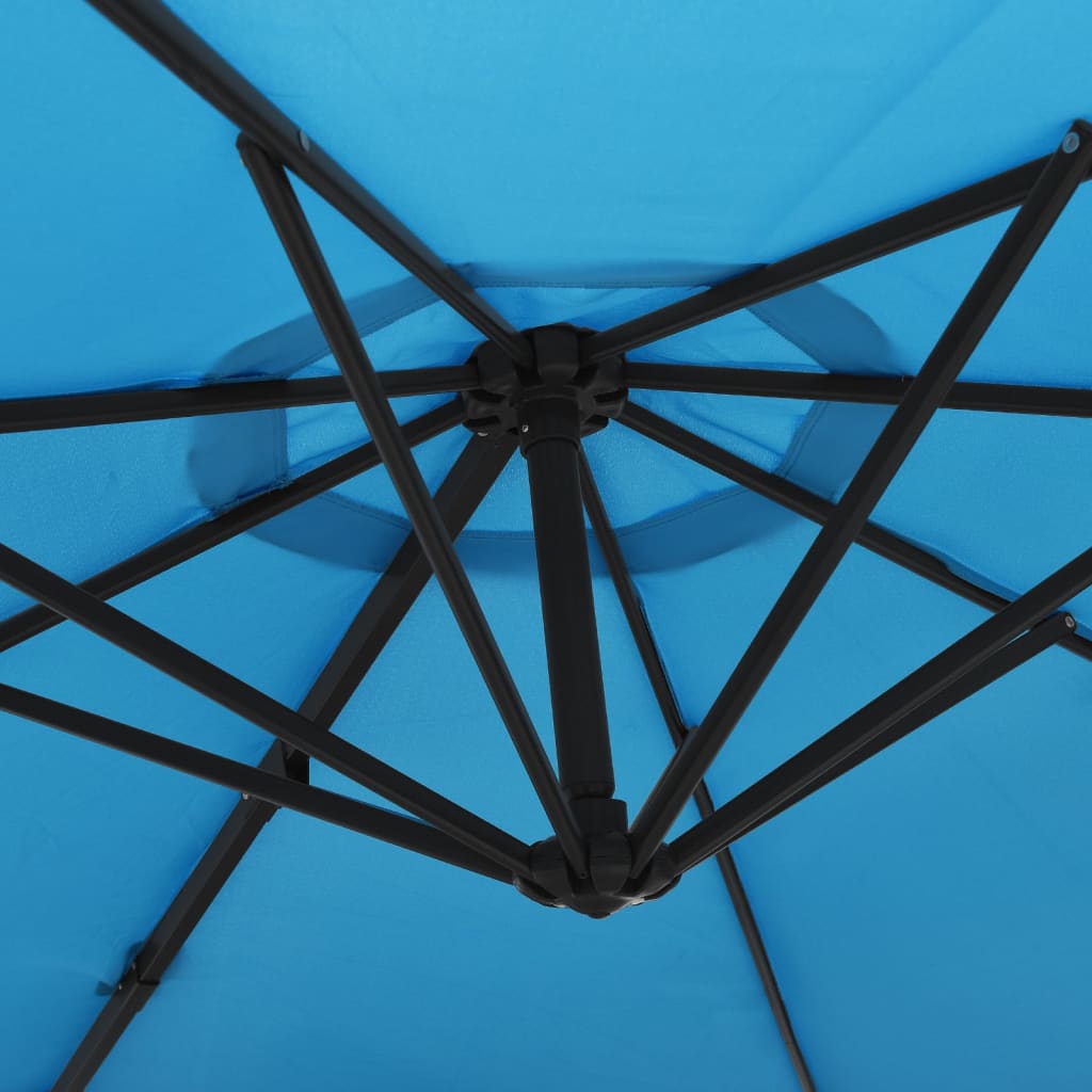 Wand-Sonnenschirm mit LEDs Meerblau 290 cm