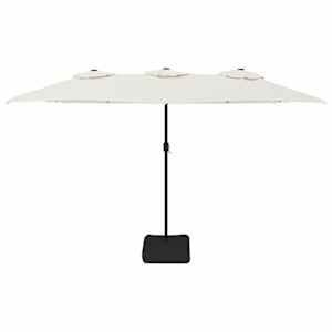 Dvojitý zahradní slunečník s LED pískově bílý 449 x 265 cm - obrázek 4