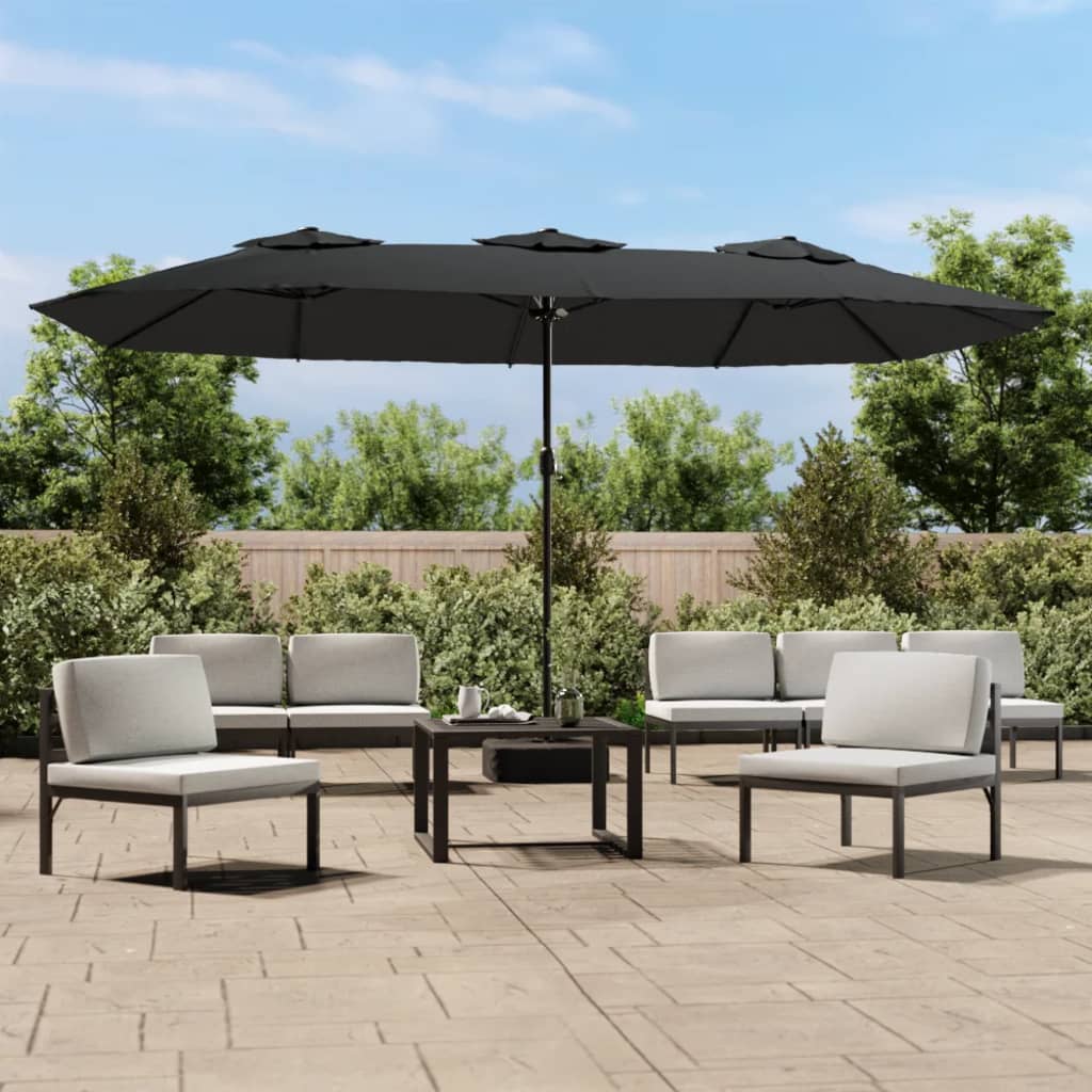vida XL Doppelsonnenschirm mit LEDs Anthrazit 449x 245 cm